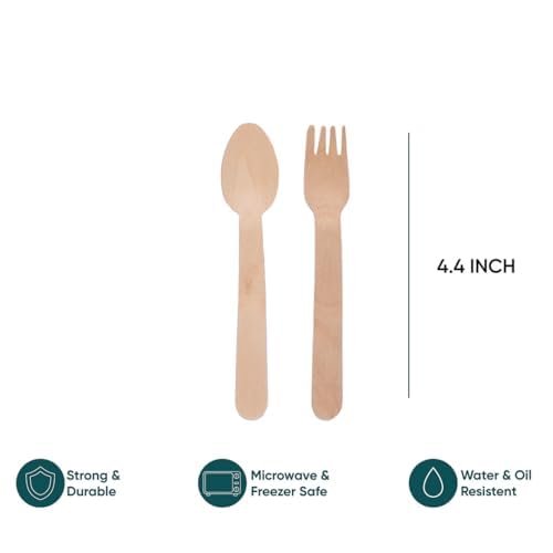 ECO PLANET 100% Natural Disposable Wooden Spoons & Forks Set - Image 6