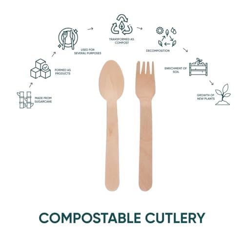 ECO PLANET 100% Natural Disposable Wooden Spoons & Forks Set - Image 2