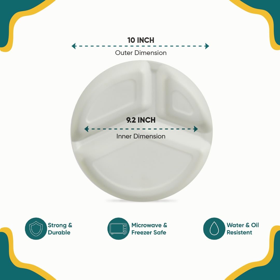 Eco Planet 3-compartment Disposable Bagasse Plates - Image 2