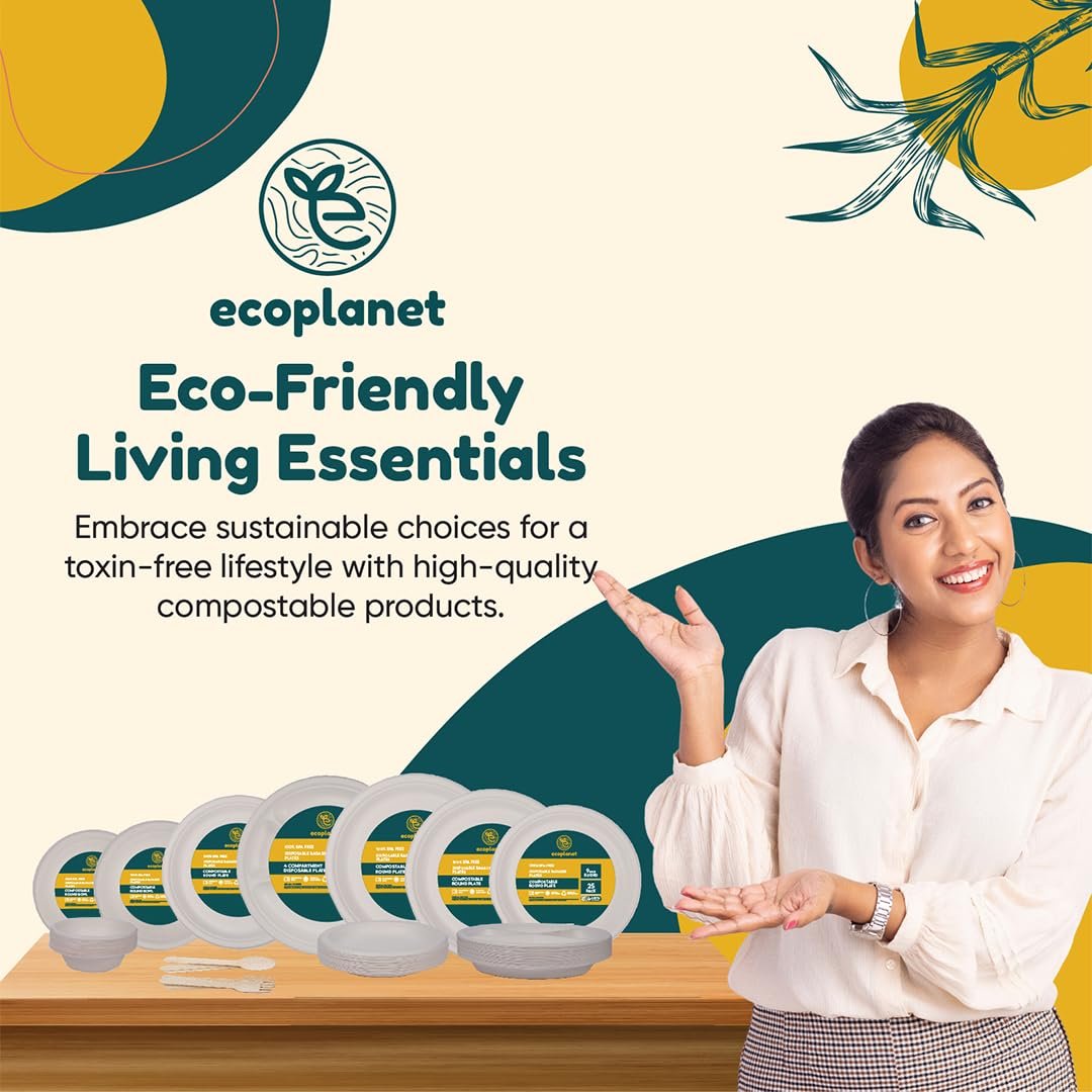 Eco Planet 3-compartment Disposable Bagasse Plates - Image 4